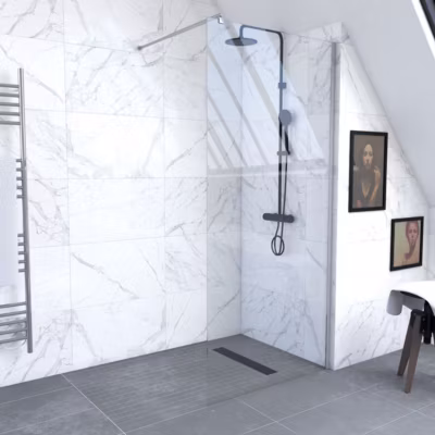 Paroi de Douche 80x200cm Verre Transparent – Barre de Fixation Extensible et Profil Chrome