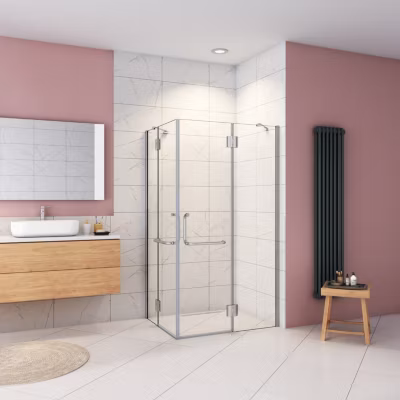 Cabine de douche – 8 mm Verre Anticalcaire – 90 x 80 x190 cm – alu Chrome –  avec porte-serviette