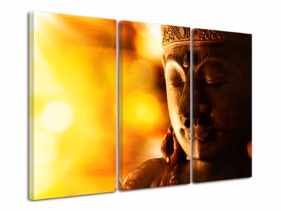 DECLINA, Tableau toile imprimée Zen, Tableau deco Zen Bouddha doré, 90×60 cm