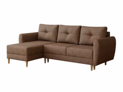 Canapé d&rsquo;angle Muncie 105, Marron, Fonction de couchage, 235x145x93cm