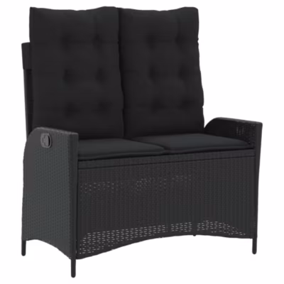 Banc inclinable de jardin avec coussins noir résine tressée vidaXL
