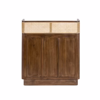 Bar en bois de manguier et cannage Remick