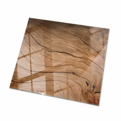 Dessus de table en verre trempé Wallfluent 60×60 cm Motif bois