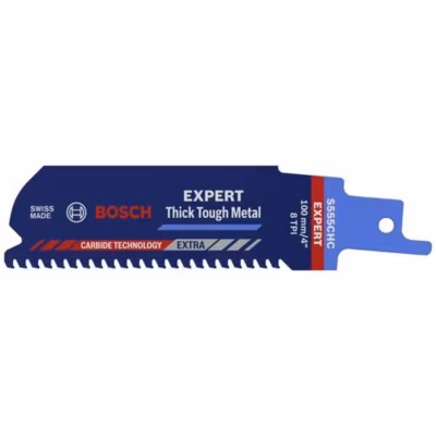 Bosch EXPERT Thick Tough Metal S 555 – Lame de scie sabre 100 mm, 3 TPI, tige en S