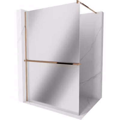 Mexen Kioto+ paroi de douche avec étagère Walk-in 80 x 200 cm, miroir, or rose – 800-080-121-60-50