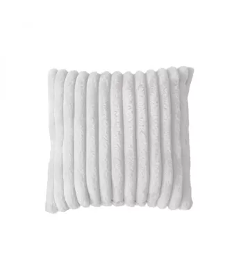 Coussin côtelé effet fourrure blanc – 40x40cm – Blanc