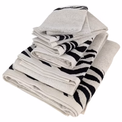 Parure de bain absorbante coton ZEBRA bordure beige 7 pièces