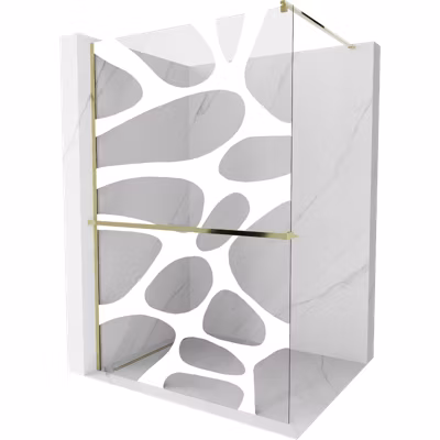 Mexen Kioto+ paroi de douche avec étagère Walk-in 100 x 200 cm, vague blanche, or – 800-100-121-50-97