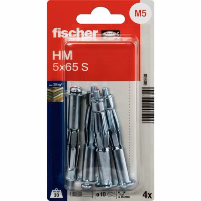 Fischer HM 5 x 65 S Cheville métallique pour corps creux 10 mm 65 mm lot de 4