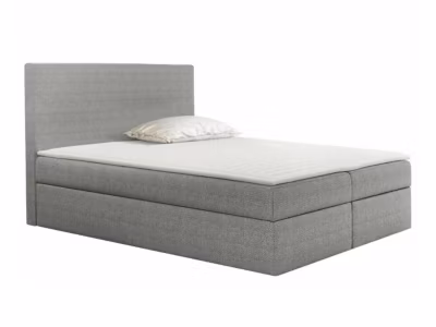 Lit continental Baltimore 163, Double, Gris, Tissu, Disponible