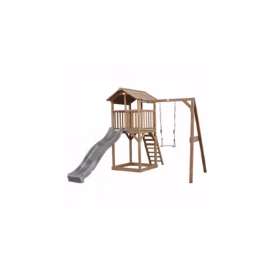 AXI Beach Tower avec Balancoire Simple Marron Toboggan Gris