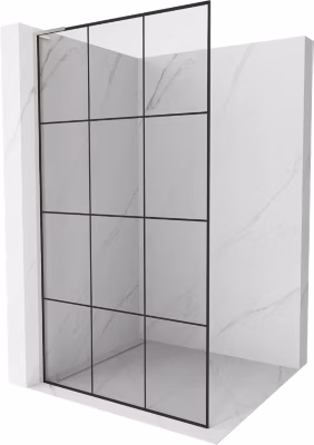 Mexen Kioto L paroi de douche Walk-in 110 x 200 cm, grille noire, nickel brossé – 800-110-103-97-77