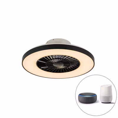 Ventilateur de plafond intelligent noir avec effet étoile dimmable – Climo