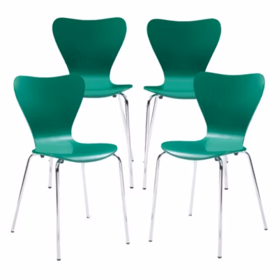 Lot de 4 chaises de salle à manger Essunga vert chrome en.casa