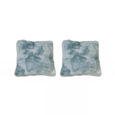 Lot 2 coussins carré 40 cm bleu fausse fourrure ultra douce – CALINOU