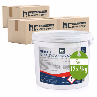 Sel De Piscine 12 x 5 Kg, Haute Pureté Pour Électrolyse Au Sel Et Eau Cristalline