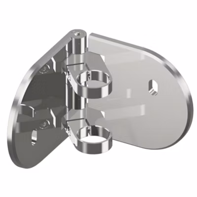Platine de fixation d&rsquo;angle 90 degrés à l&rsquo;anglaise Modèle 55 – 168/168/45 – pour tube diam. 42,4 mm – Inox 316