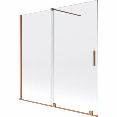 Mexen Velar pare-douche à 2 volets coulissants 160 x 150 cm, transparent, cuivre brossé – 896-160-000-01-65