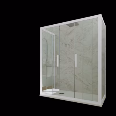 Cabine parois de douche 3 côtés coulissantes 75x150x75 cm H 200 en PVC Blanc Verre Transparent mod. Star Trio