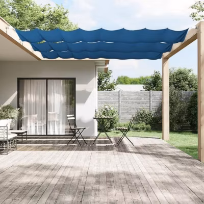 vidaXL Auvent Vertical Ecran de Protection Ecran d&rsquo;Intimité de Balcon Auvent de Patio Jardin Extérieur Bleu 60×420 cm Tissu 148446