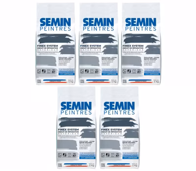 Enduit de Rebouchage Extérieur – Semin – Réparation, Lissage & Rebouchage – Haute Adhérence – Blanc – Sac de 5 kg (Lot de 5)