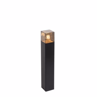 Lampadaire d&rsquo;extérieur noir 50 cm IP44 avec verre fumé – Danemark