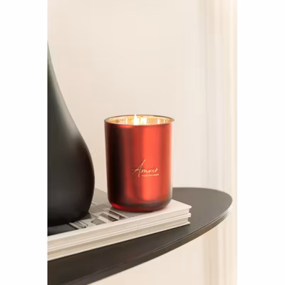 Bougie senteur rouge 10.5×10.5×14 cm
