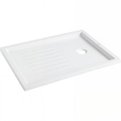 Receveur de douche extra-plat acrylique haute densité SANINDUSA Piano fond rainuré antiglisse 100×80 épaisseur 3.5cm blanc