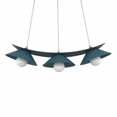 LUMICOM – MILLER Suspension, 3X E27, max 42W, métal, bleu méditerranéen, L.70cm