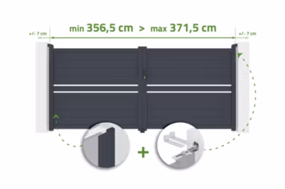 Portail battant ajustable en largeur 4m CIMONE H.140cm alu gris