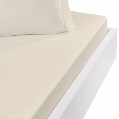 Drap housse en coton bonnet 30 cm Ecru 80×200 cm STUDIO