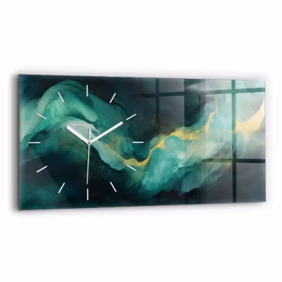Horloge murale Wallfluent 60×30 cm Aiguilles blanches Marbre vert 1 pcs