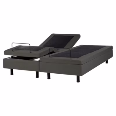 Lit réglable sans tête de lit Tissu CASTELLAN 160 x 200 cm Gris foncé