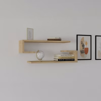 Étagère murale effet bois clair avec retour (lot de 2) MARFA