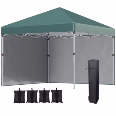 Pavillon pop,up 3x3m, avec 2 parois, protection UV 30+, pour camping, vert