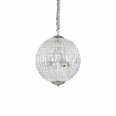 Ideal Lux Luxor – Petit plafonnier à 6 ampoules au fini chrome avec cristaux, G9
