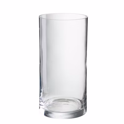 Vase cylindrique en verre transparent 13x13x26 cm