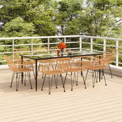 3157851 vidaXL Ensemble à dîner de jardin 9 pcs Résine tressée