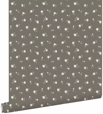 ESTAhome papier peint fleurs marron et rose clair 53 cm x 10.05 m