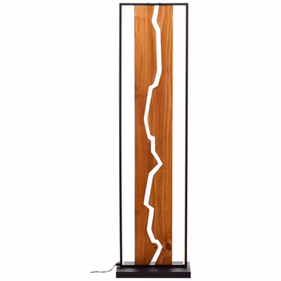 THUNDER Lampadaire noir mat/bois LED intégrée 18W – 2300lm / 3000K – métal/bois – ampoule incluse