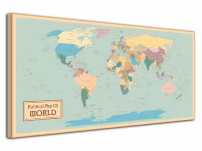 DECLINA, Tableau toile imprimée Vintage, Tableau déco World&rsquo;s Map, 60×30 cm