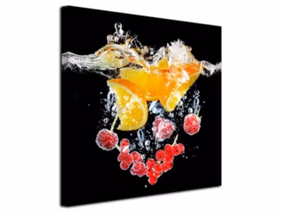DECLINA, Tableau toile imprimée, déco cuisine, Cadre déco Bain d&rsquo;orange et Fruits rouges, 50×50 cm