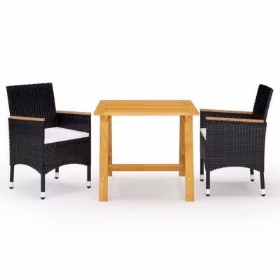 vidaXL Ensemble de Salle à Manger de Jardin 3 pcs Table et Chaises de Repas de Patio Salon de Jardin Mobilier à Dîner 3068687