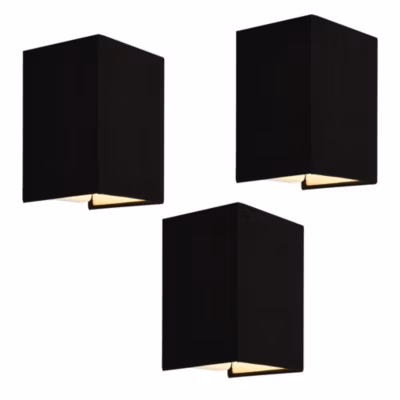 Lot de 3 Appliques Murales Schwerin Forme Angulaire E27 20 x 16 x 13 cm Noir lux.pro