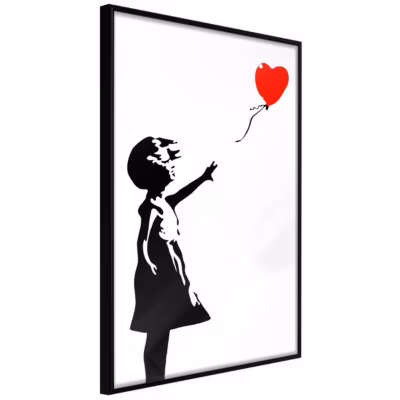 Affiche Murale Encadrée « Banksy Girl with Balloon I » 21 x 30 cm Noir