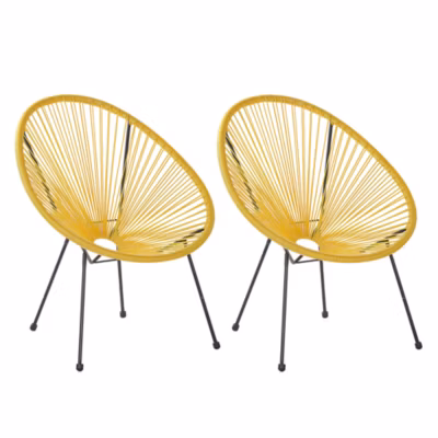 Lot de 2 chaises de jardin ACAPULCO II Polyrotin Jaune