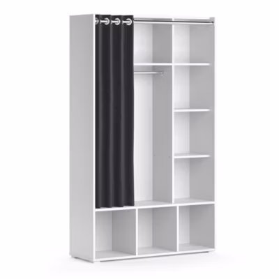 Vicco Armoire pour enfants Blanc 105.8×178.1cm avec tringle à rideaux