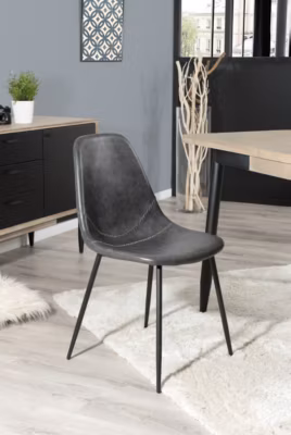 Lot de 2 chaise macabane H. 81 cm non empilable non pliable en acier interieur noir