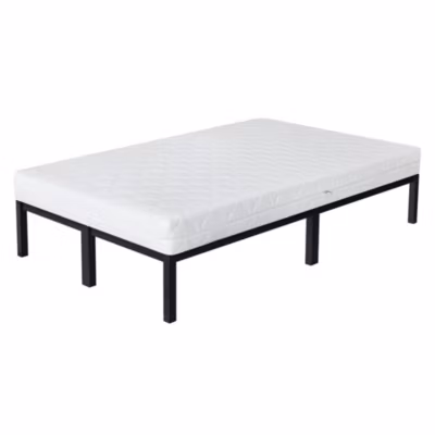 Cadre de lit noir en métal 120x200cm avec sommier à lattes matelas H:16 cm