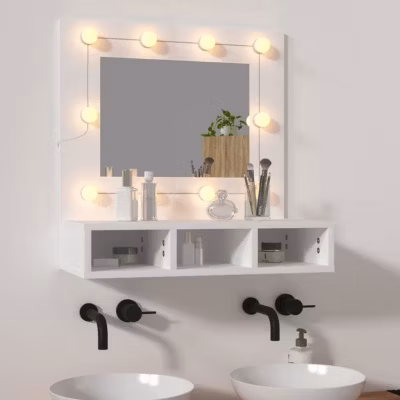 808882 vidaXL Armoire à miroir avec LED Blanc 60×31,5×62 cm